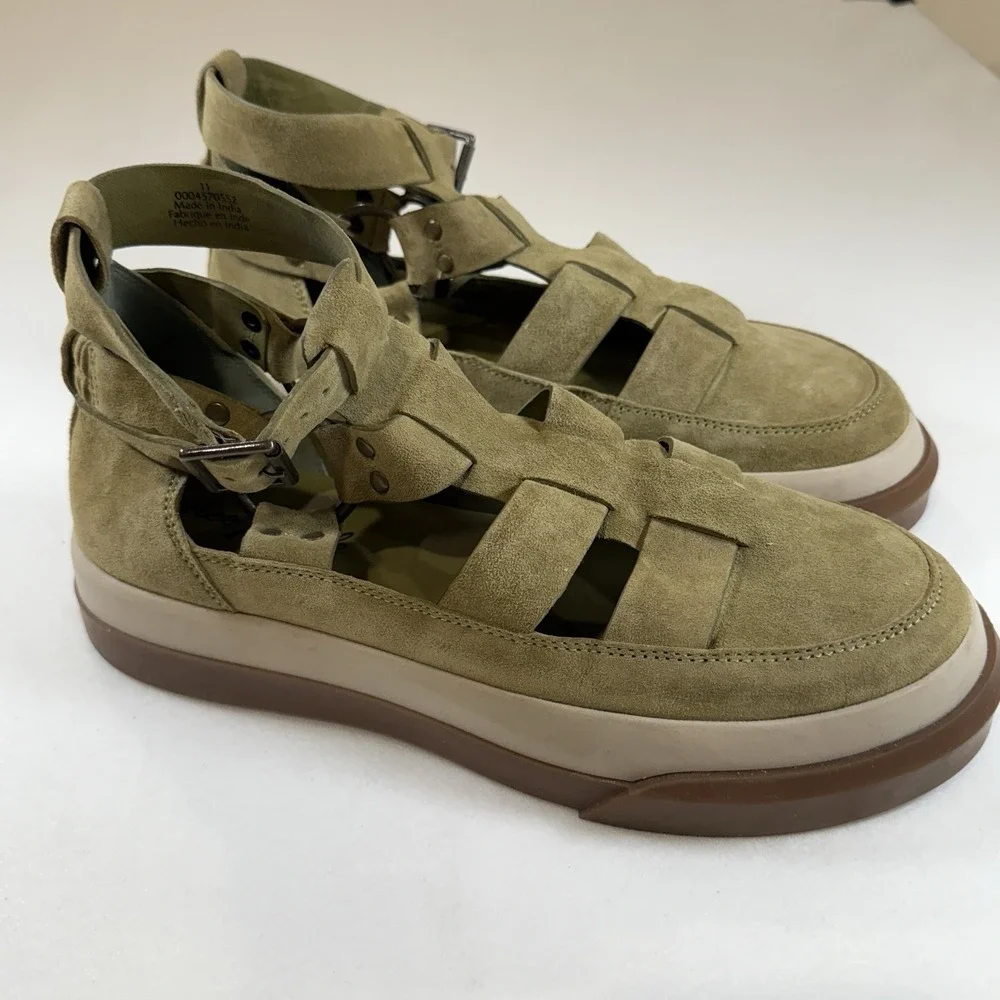 New Free People Bodhi Fisher Sneakers Olive Moss Size 11 Sandals Womens Buckle - Picture 10 of 11